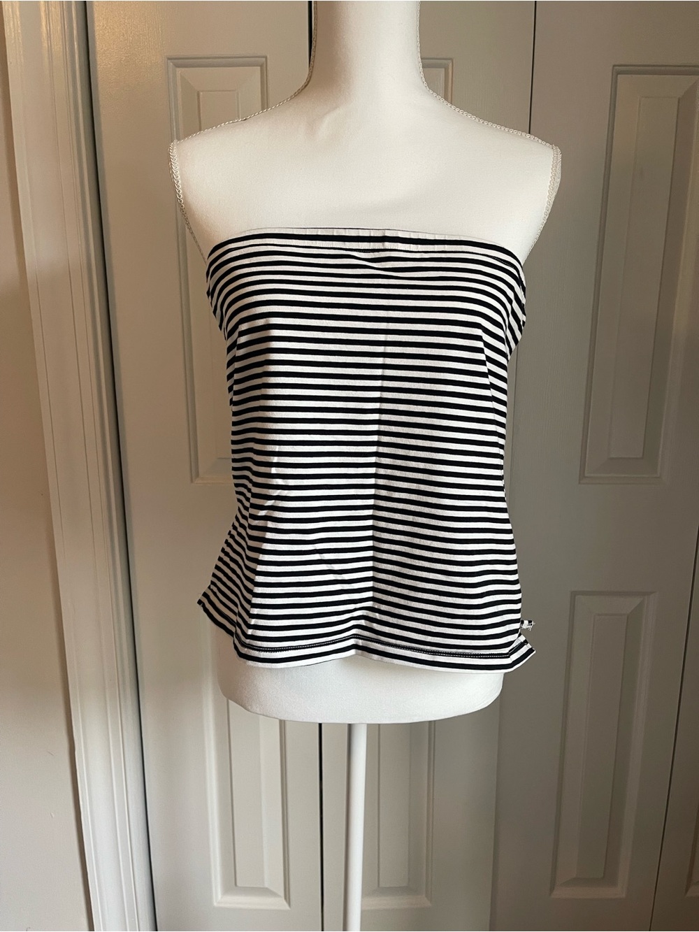 Black & White Striped Strapless Tube Top